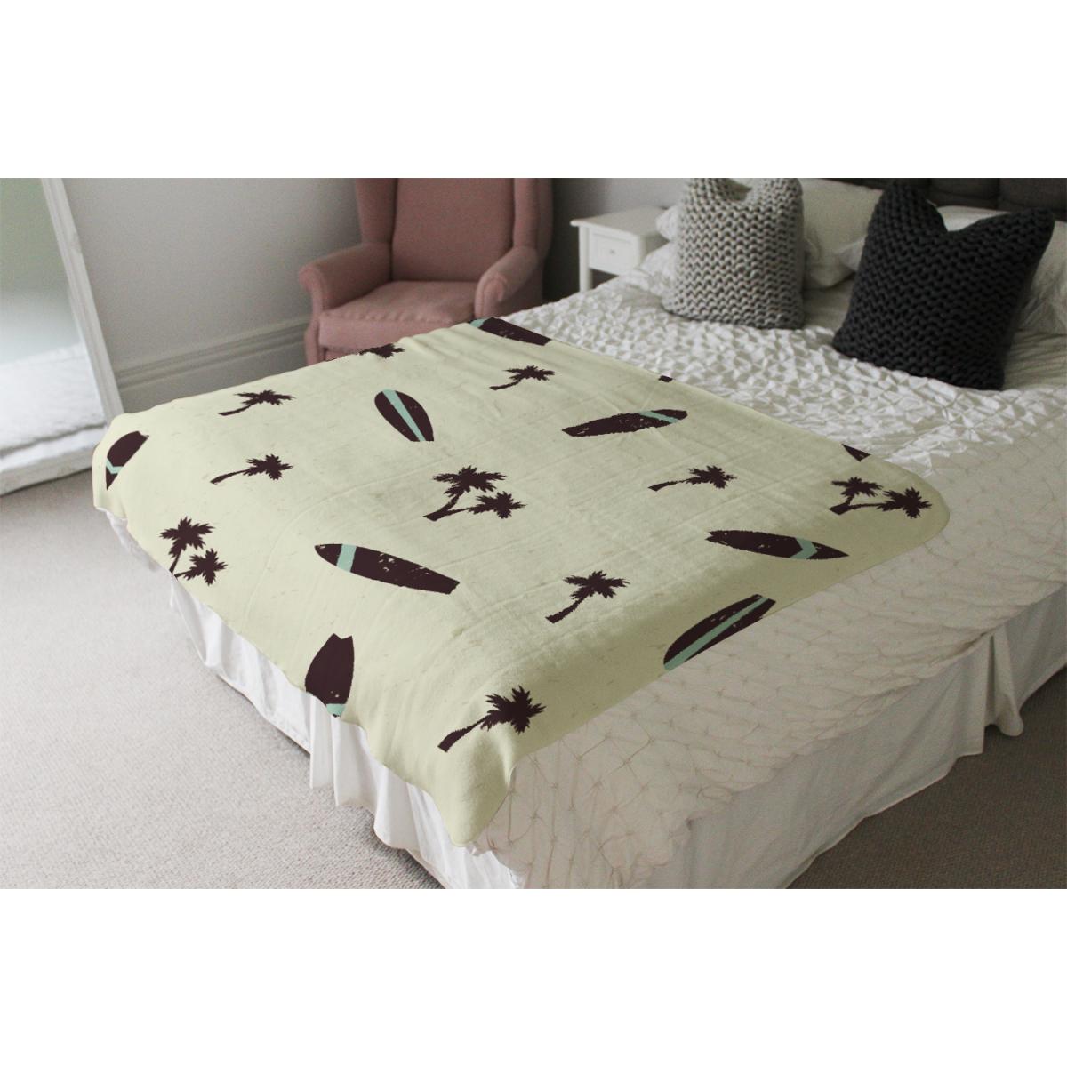 Surf Board Palm Silhouettes Blanket - Yellow – image 3