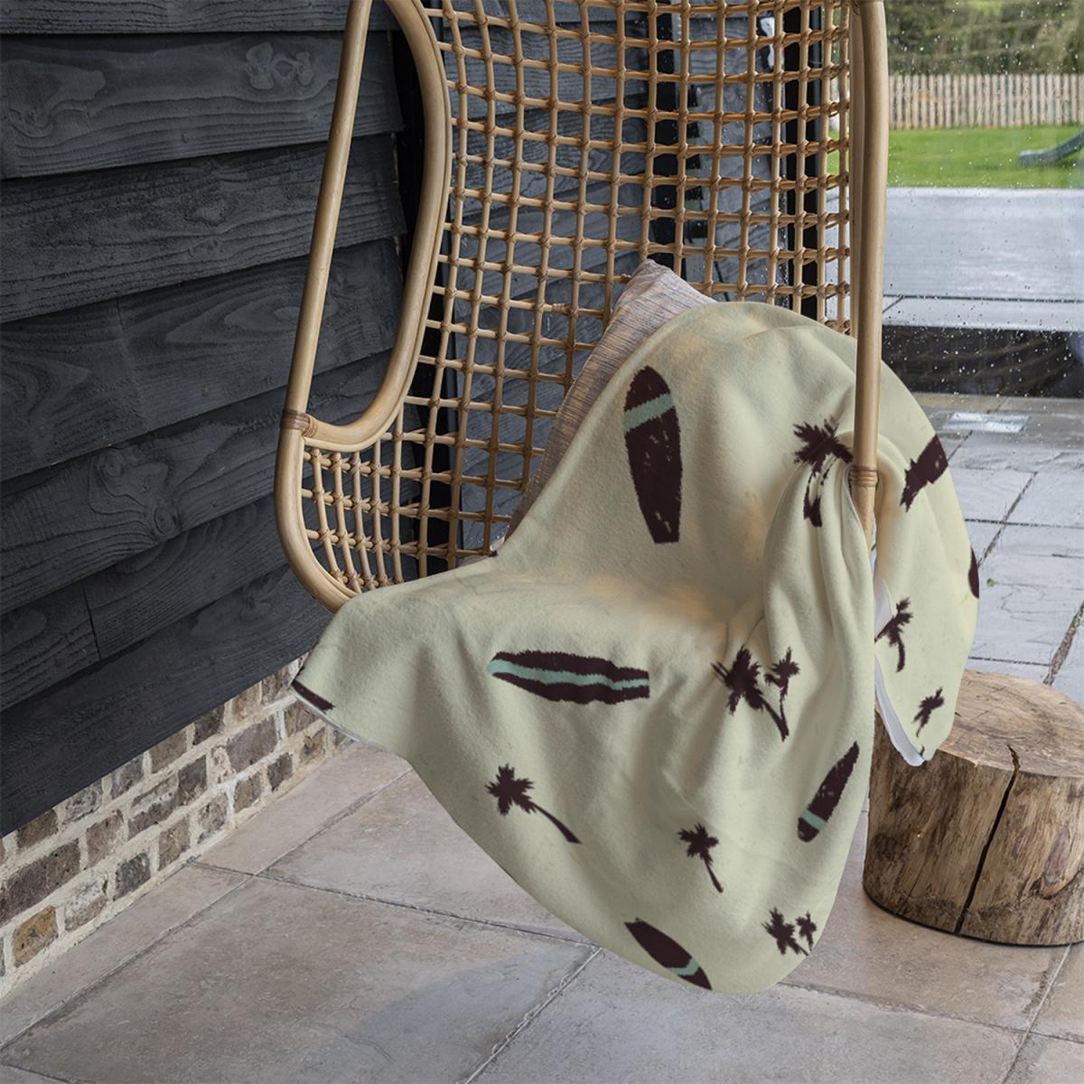 Surf Board Palm Silhouettes Blanket - Yellow – image 4