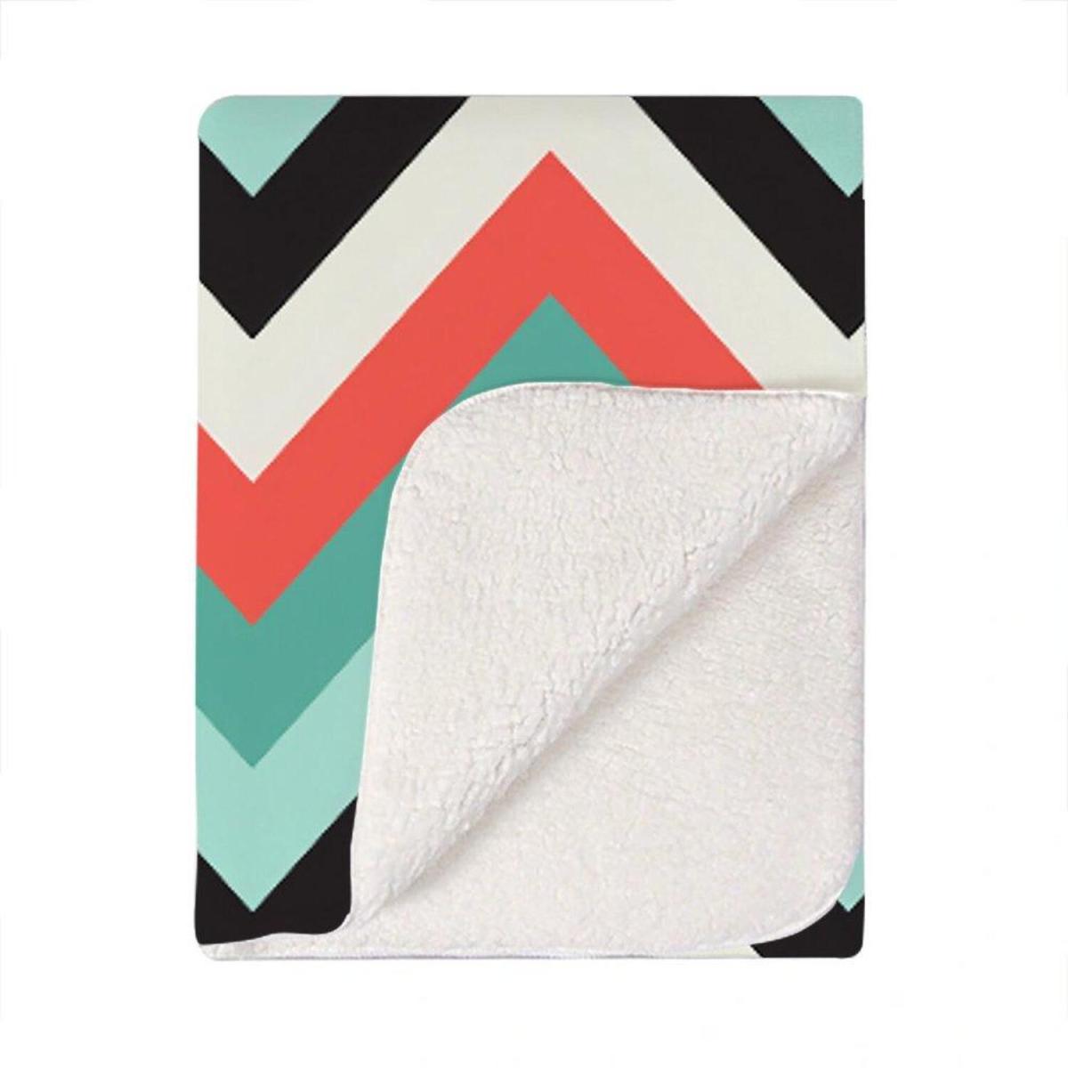 Geometric Colored Chevron Pattern Blanket - Green – image 2