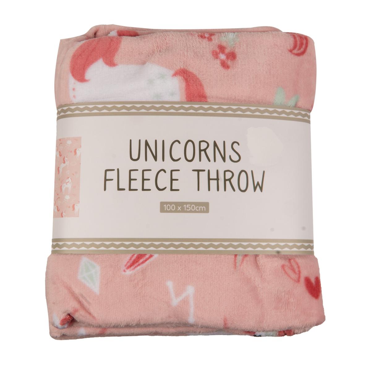 Unicorns Kids Printed Fleece Throw - Pink – image 2