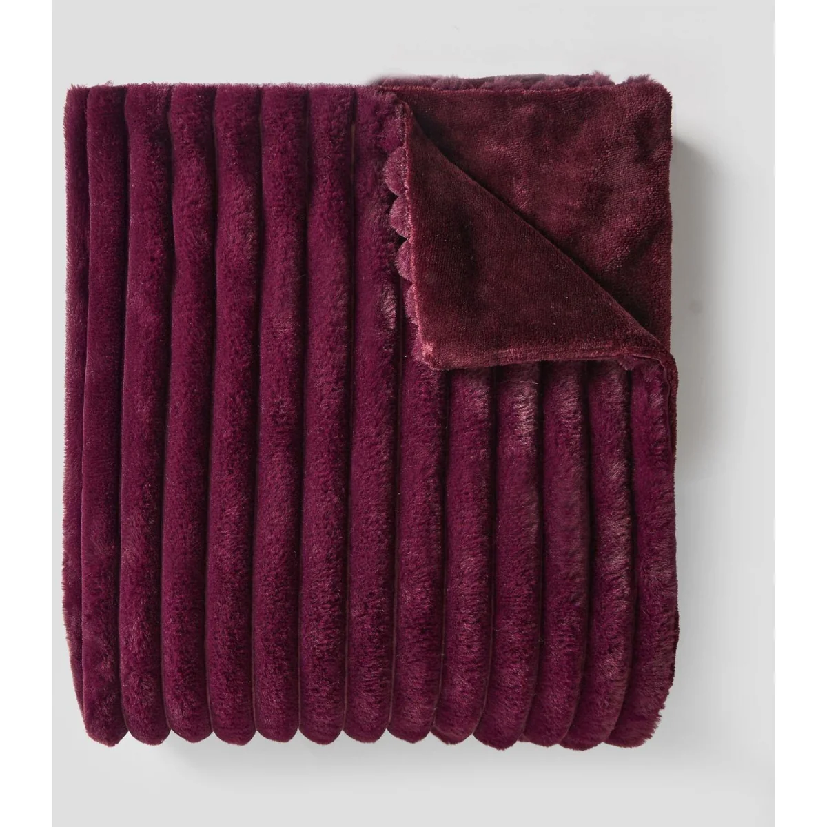 OHS Faux Fur Thick Ribbed Throw - Burgundy / 125cm / 0.95kg – image 5