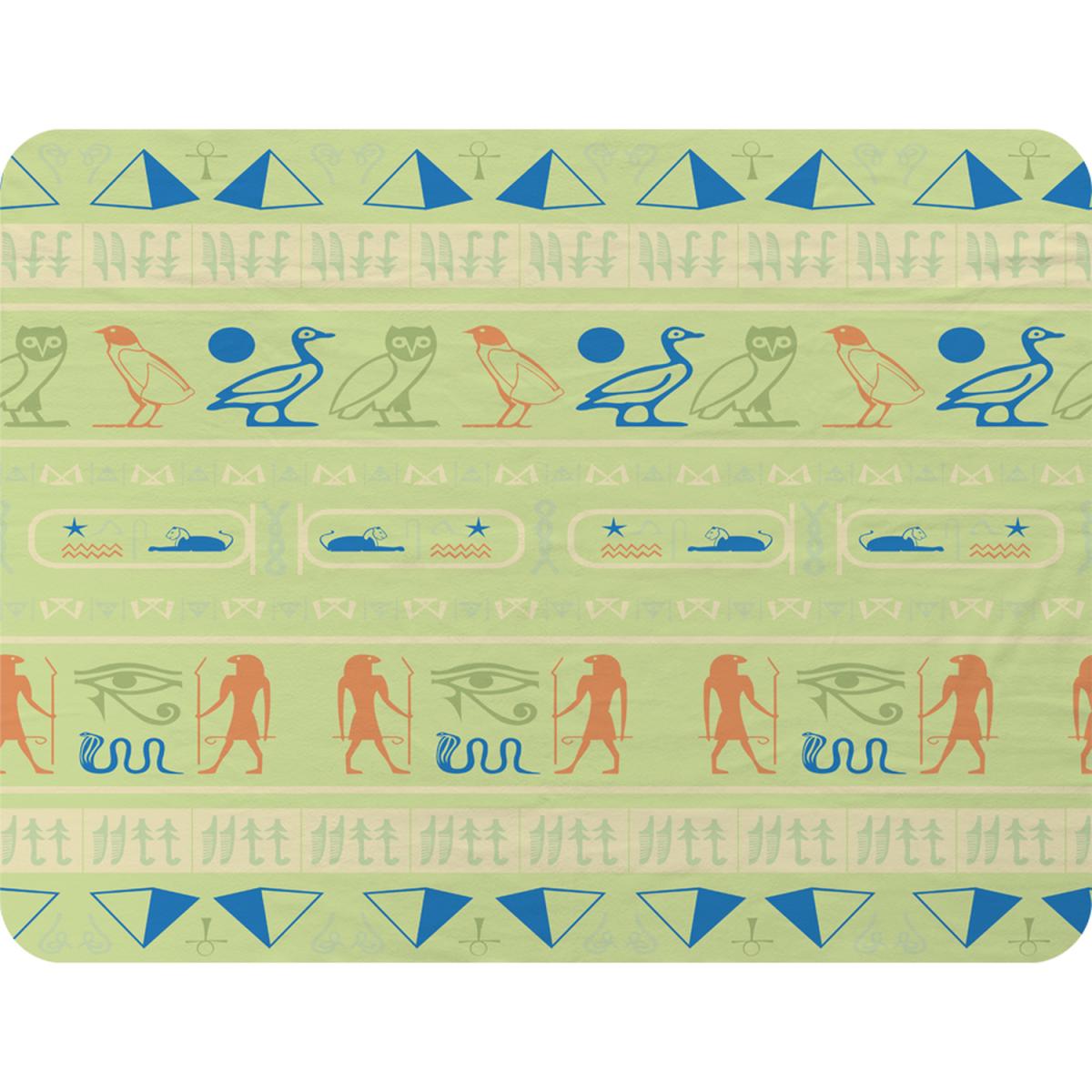 Hieroglyphic Egyptian Language Symbols Blanket - Green – image 2