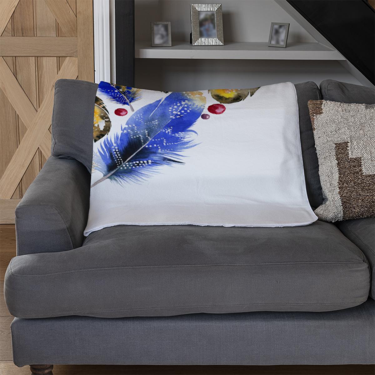 Boho Tribal Heart Blanket - Blue – image 3