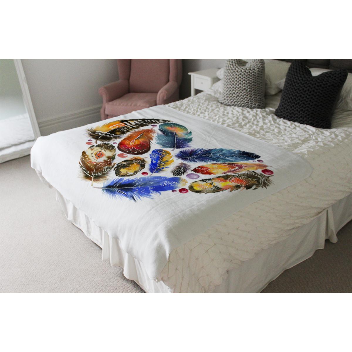 Boho Tribal Heart Blanket - Blue – image 4
