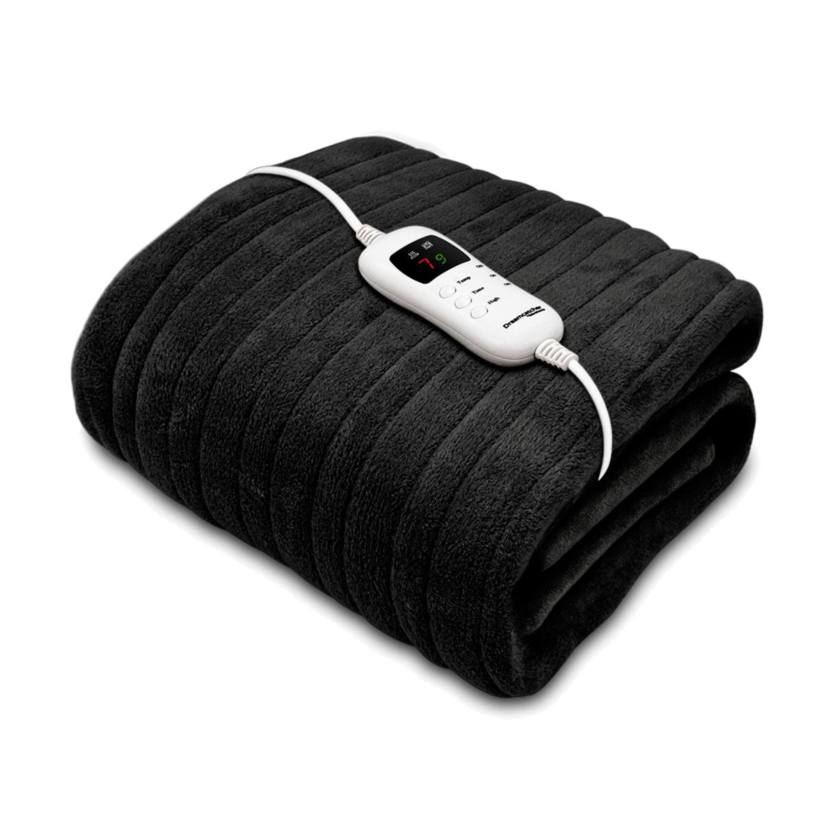 Small Single Heated Electric Throw Soft Fleece Blanket - Black