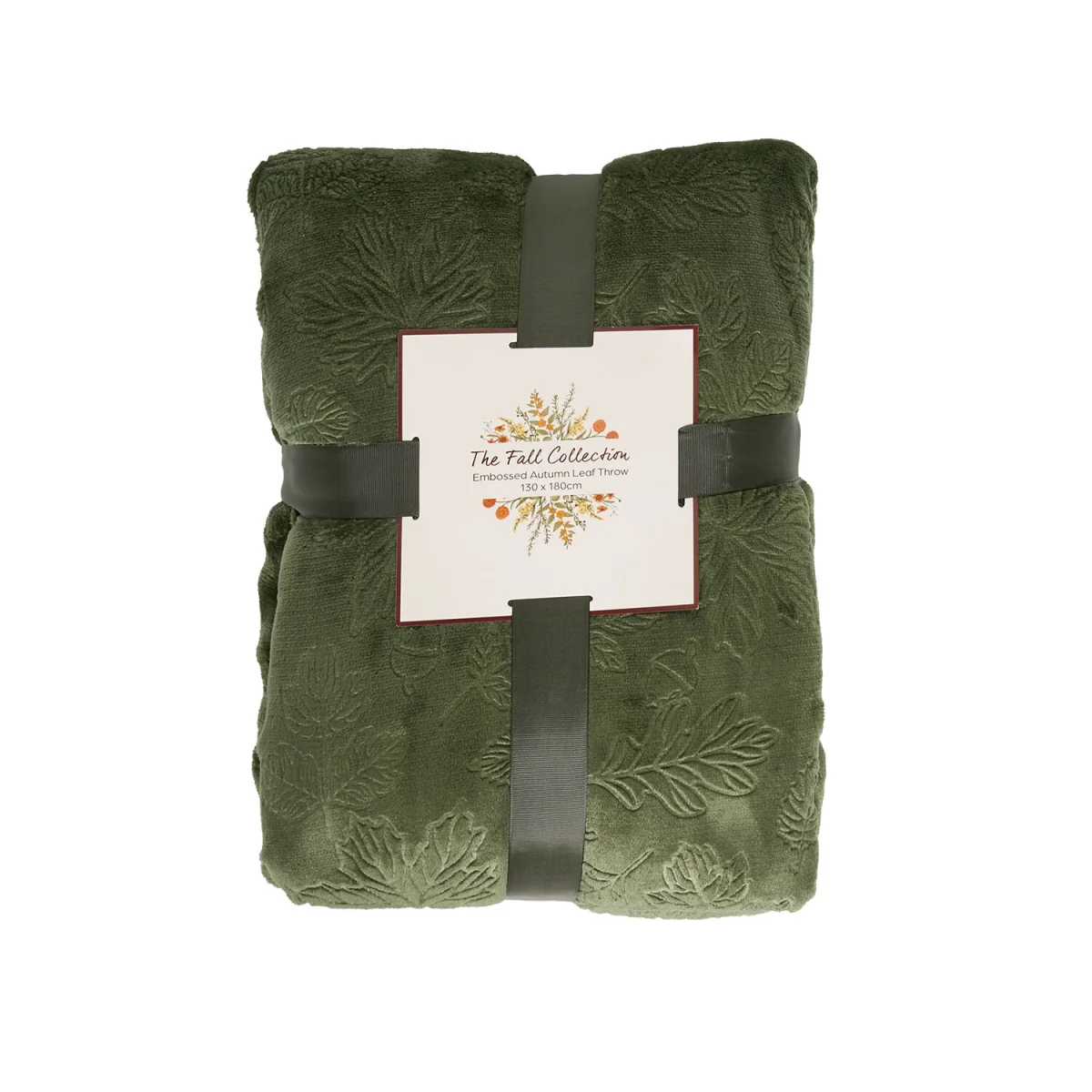 Embossed Autumn Leaf Throw - Olive – image 2