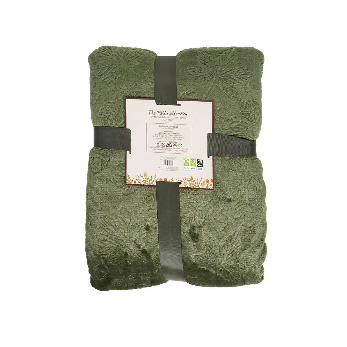 Embossed Autumn Leaf Throw - Olive – image 3