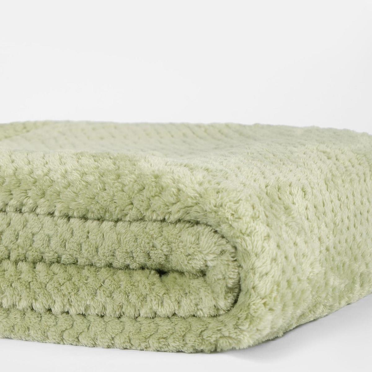 Luxury Large Waffle Honeycomb Mink Throw - Sage Green / 200cm – image 2