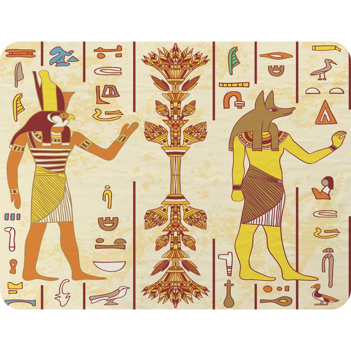 Egyptian Gods Ancient Egyptian Hieroglyphs Blanket - Yellow – image 2