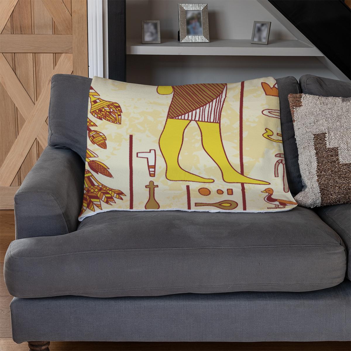 Egyptian Gods Ancient Egyptian Hieroglyphs Blanket - Yellow – image 3