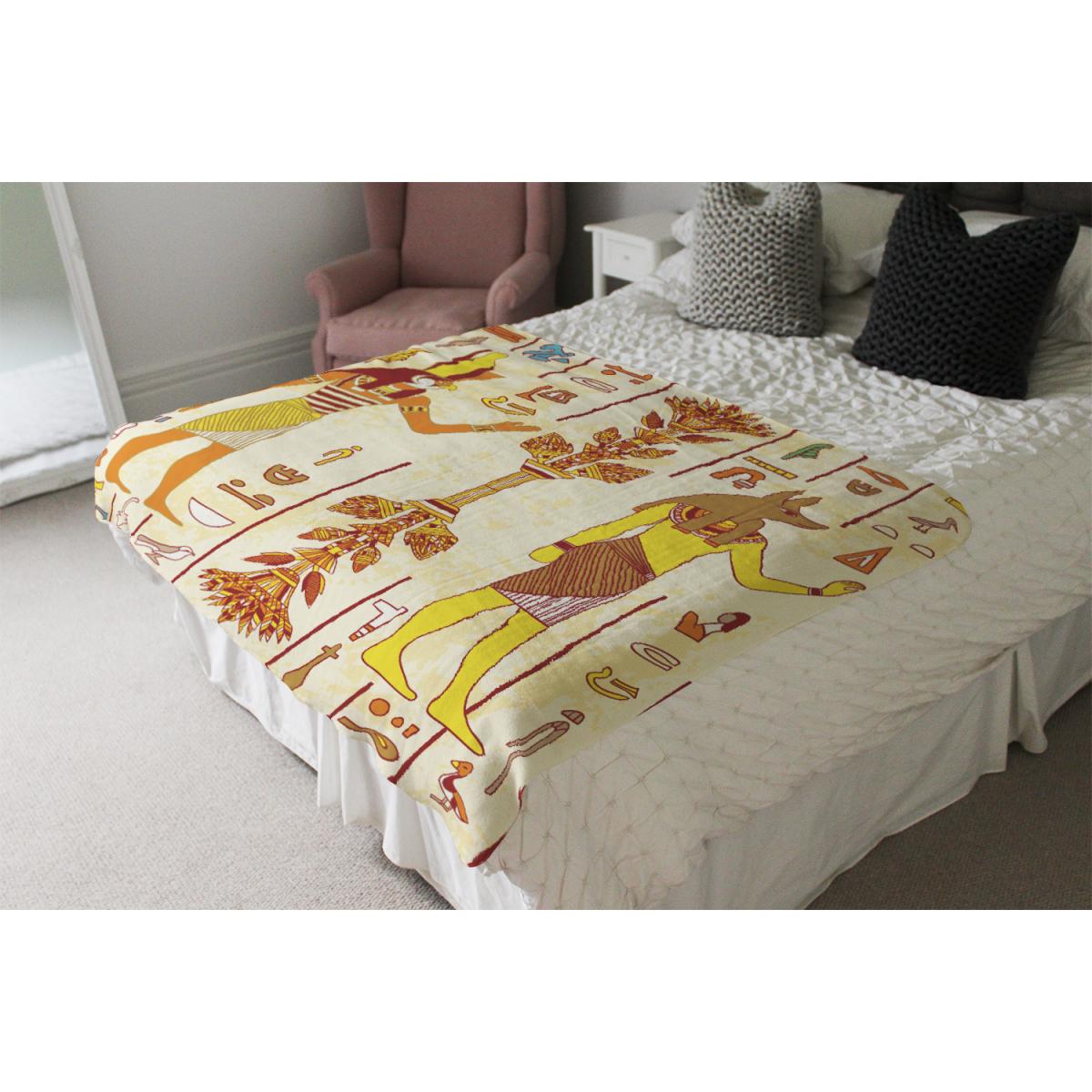 Egyptian Gods Ancient Egyptian Hieroglyphs Blanket - Yellow – image 4