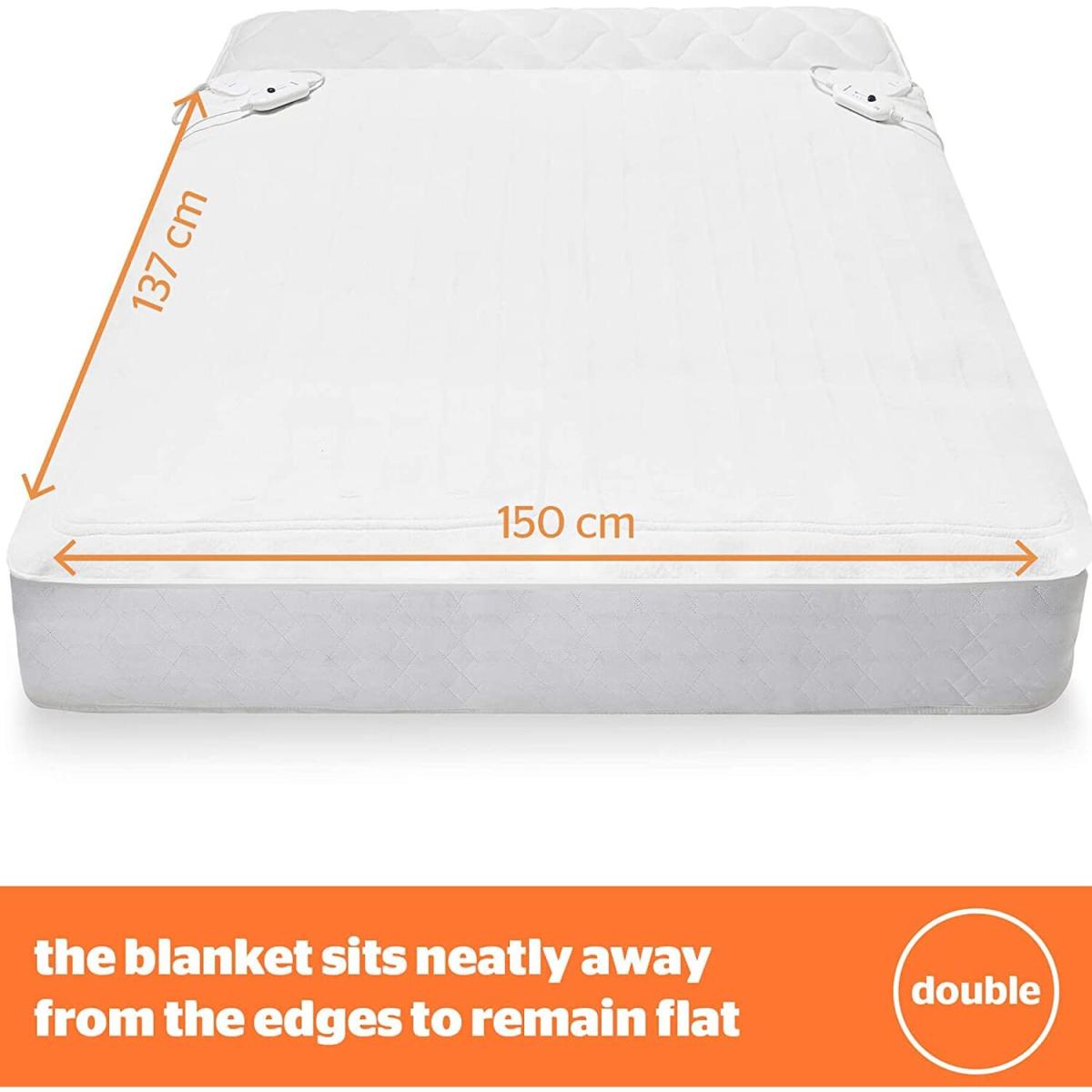 Dual Control Electric Blanket Underblanket Bed Warmer Sheet  - White – image 4