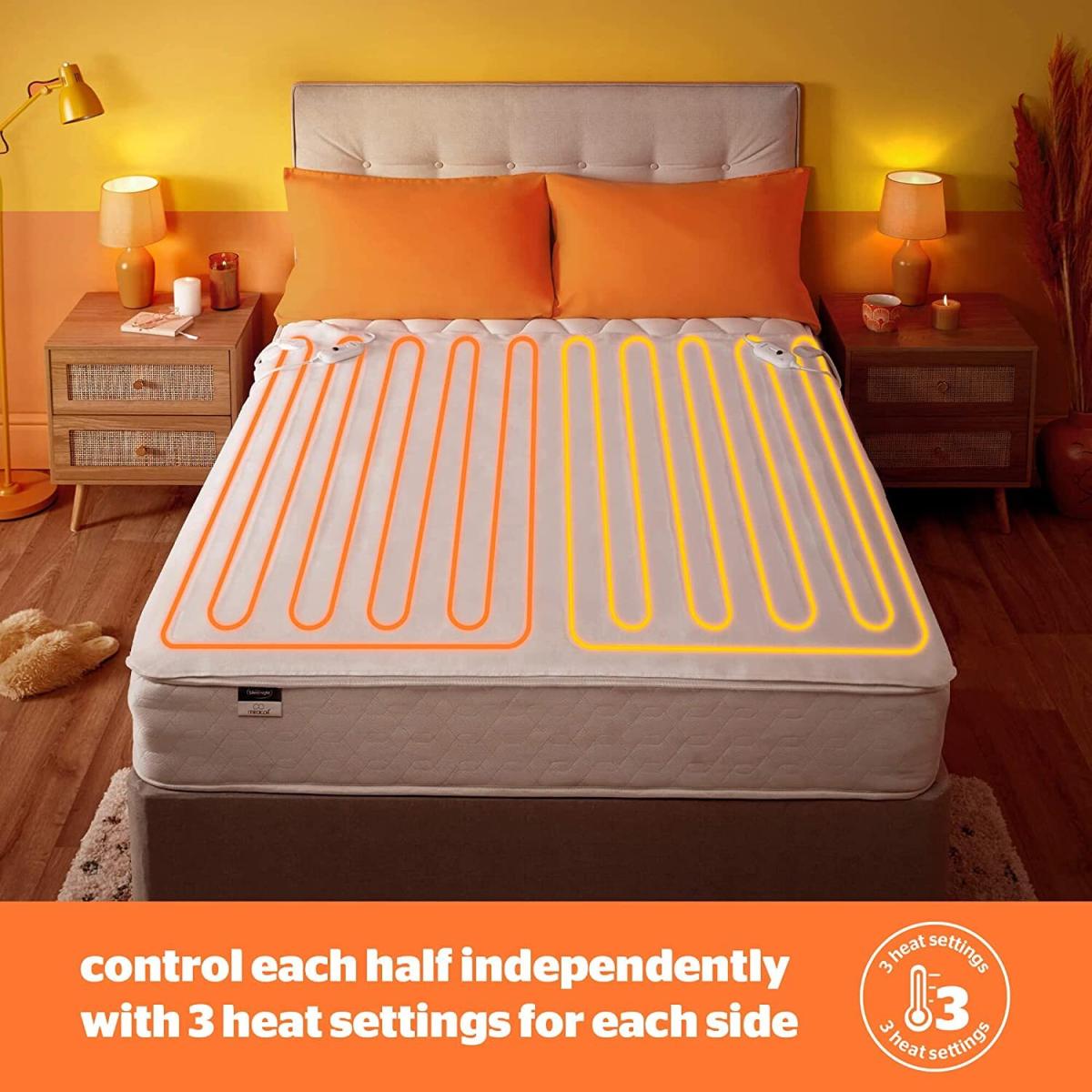 Dual Control Electric Blanket Underblanket Bed Warmer Sheet  - White – image 6