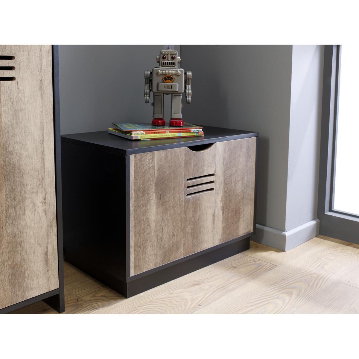 Cargo Style Wood-Effect Storage Blanket Box in Black - Brown – image 4