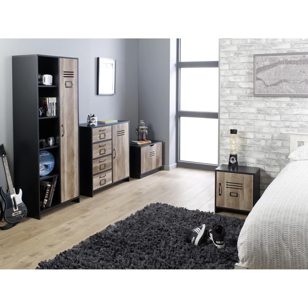 Cargo Style Wood-Effect Storage Blanket Box in Black - Brown – image 5