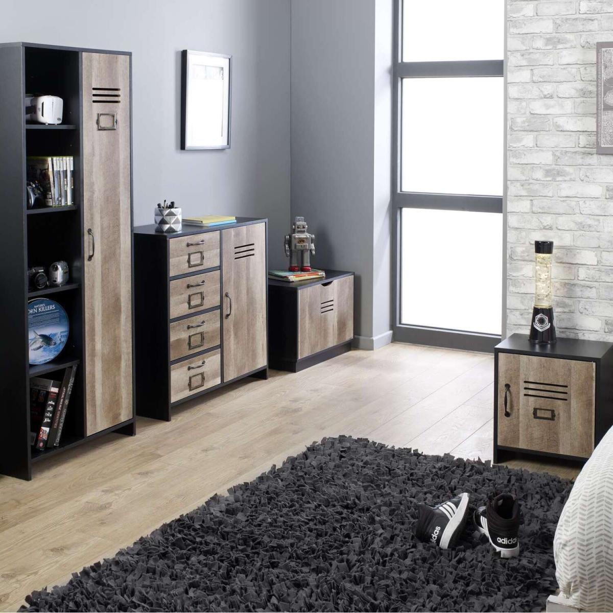 Cargo Style Wood-Effect Storage Blanket Box in Black - Brown – image 10