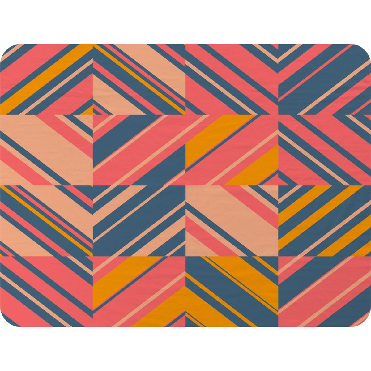 Striped Bright Geometric Pattern Blanket - Orange – image 2