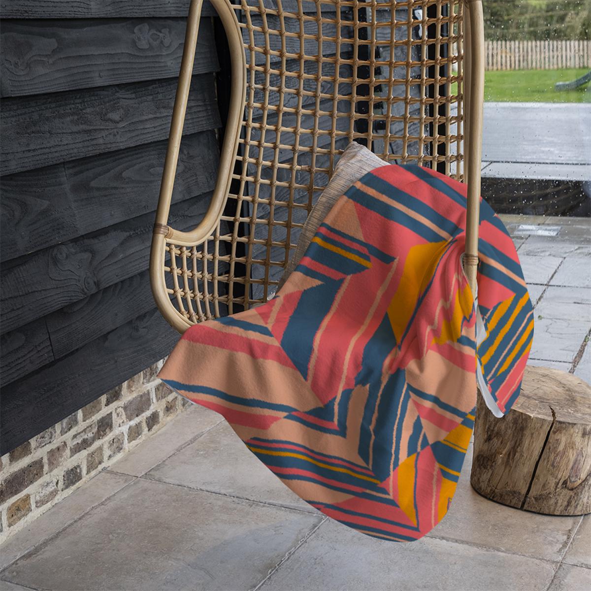 Striped Bright Geometric Pattern Blanket - Orange – image 1