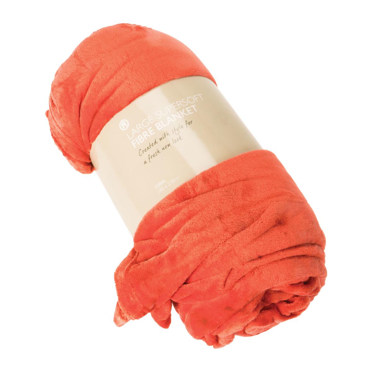Large Super Soft Fibre Blanket - Coral – image 2