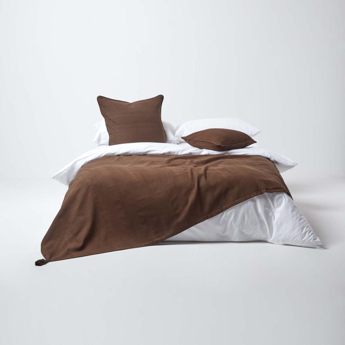 Homescapes Cotton Rajput Ribbed Throw - Chocolate / 1.56kg / 255cm – image 2