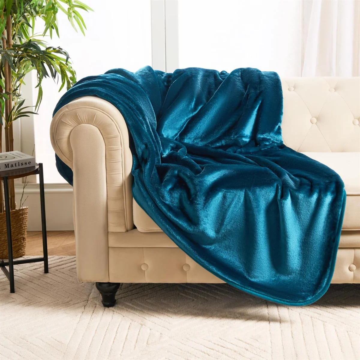 OHS Faux Fur Mink Throw - Teal – image 2