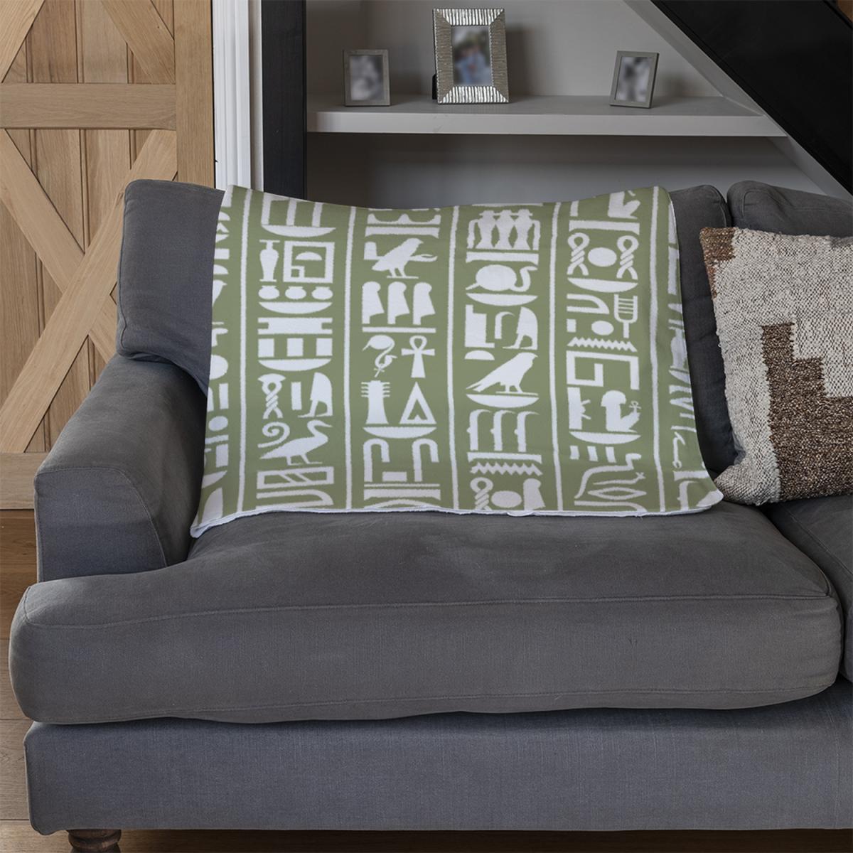 Egyptian Hieroglyphic Decorative Blanket - Green – image 3