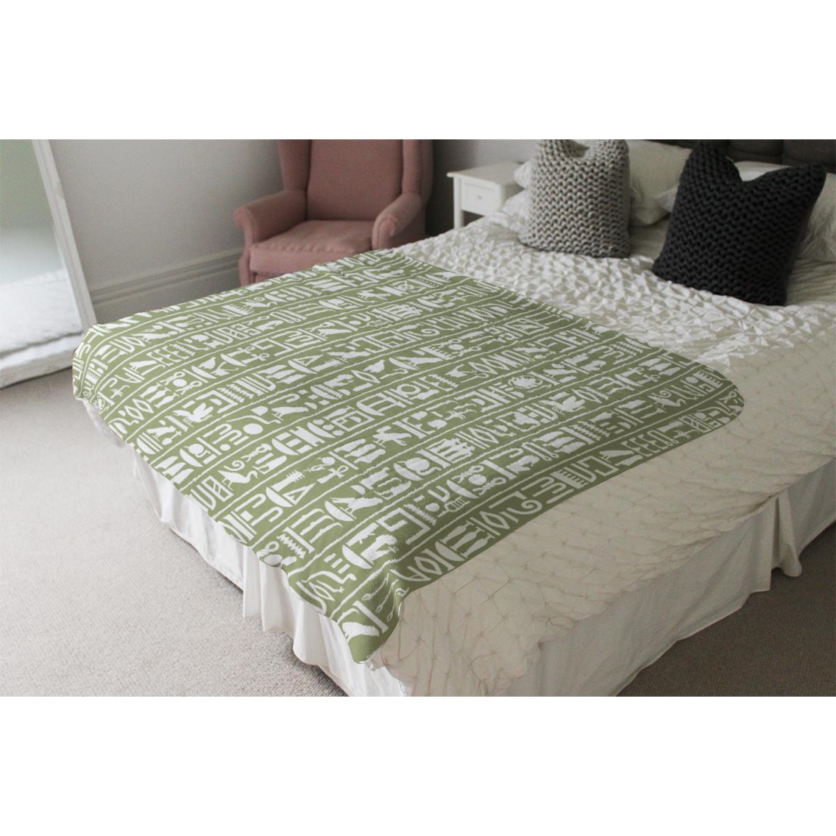 Egyptian Hieroglyphic Decorative Blanket - Green – image 4