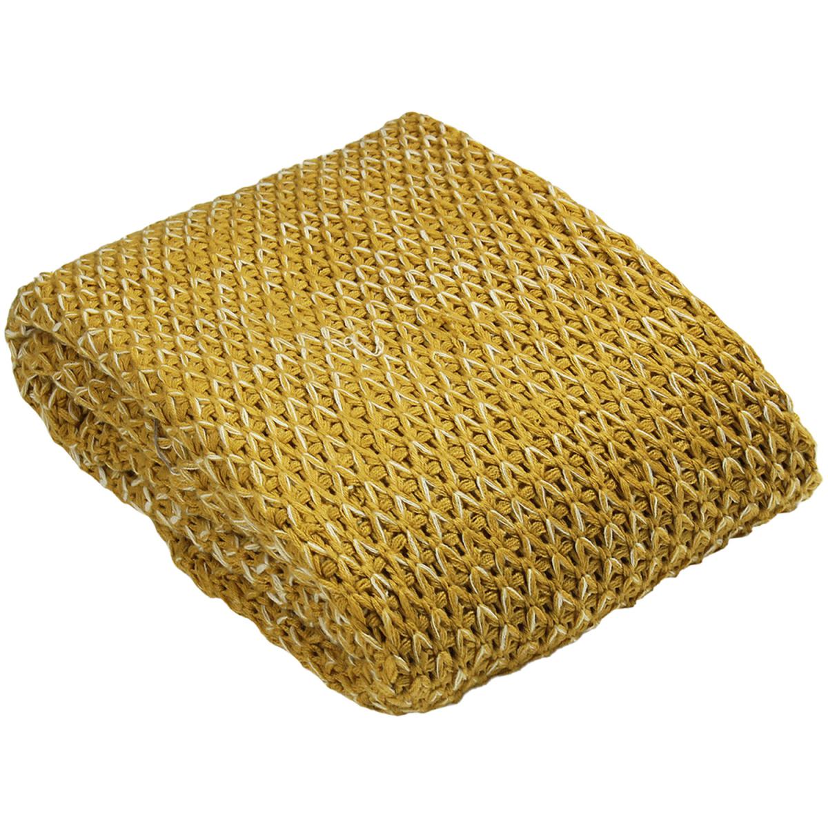 Multi-Tonal Chunky Knit Throw - Ochre – image 6