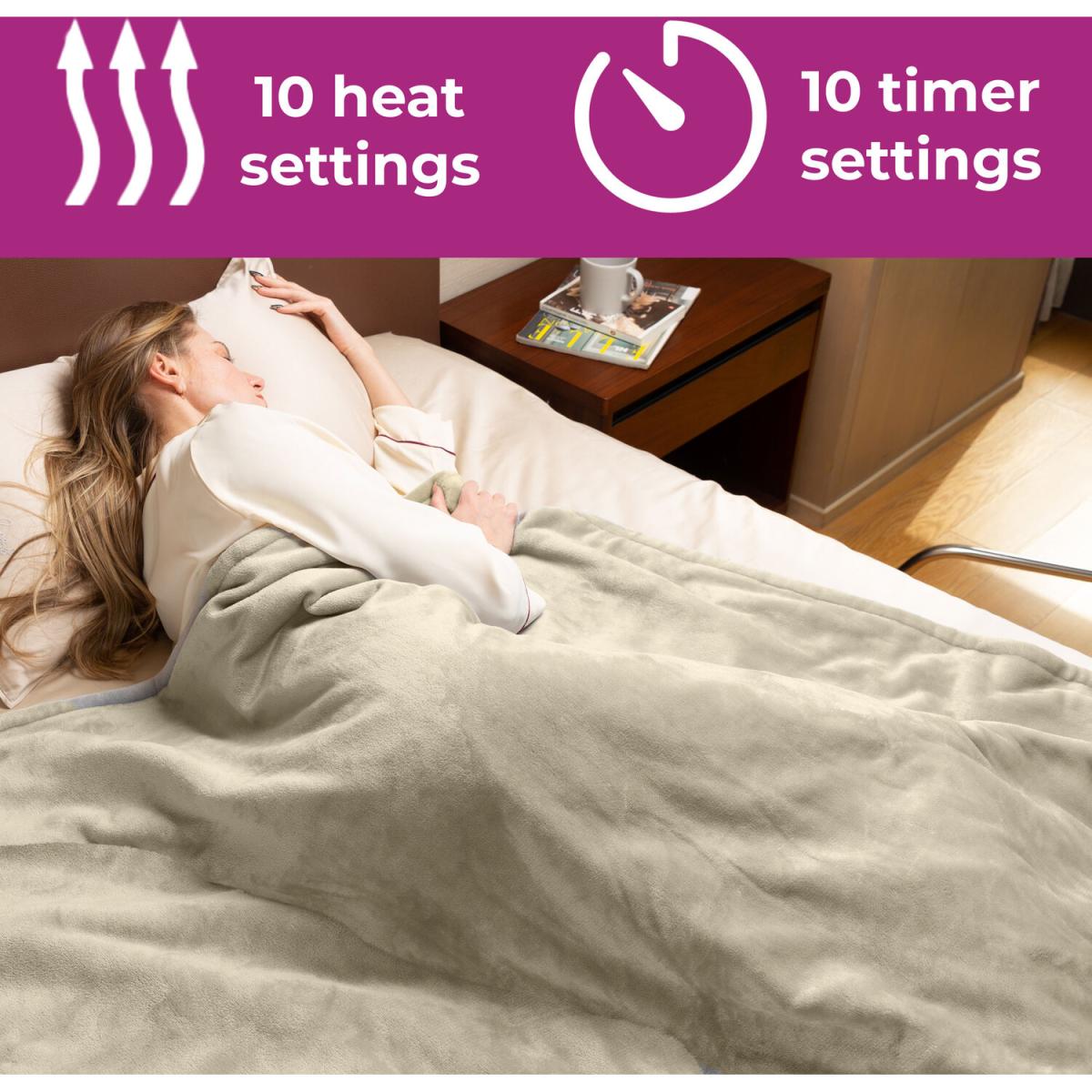 Neo Electric Heated Throw Over Blanket - Reversible - Beige – image 4