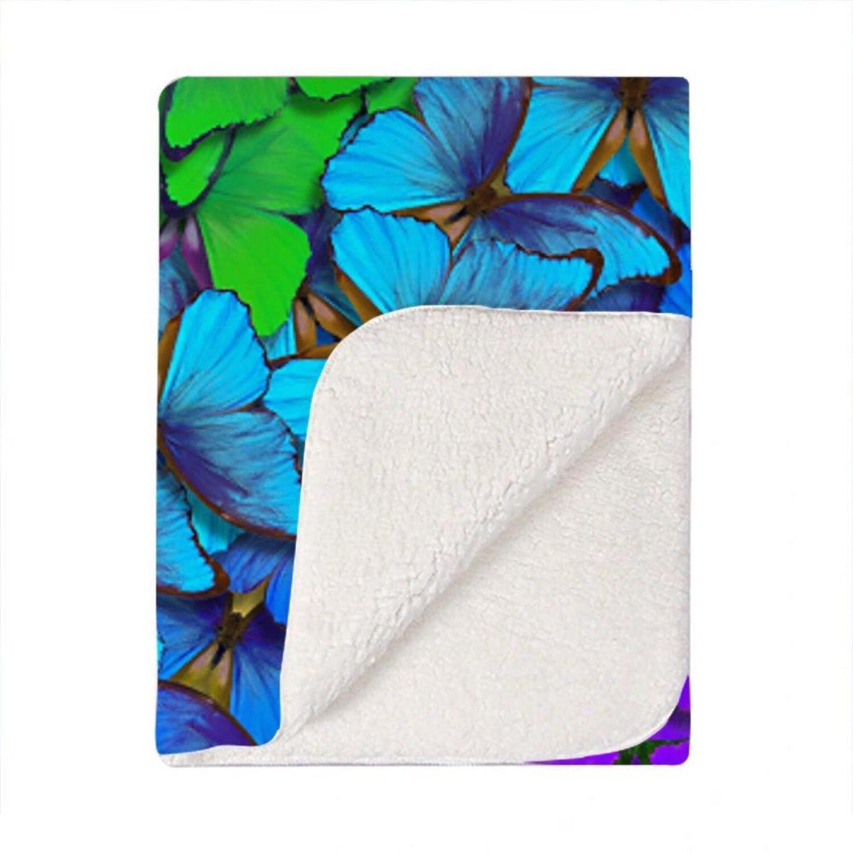 Multicoloured Butterfly Pattern Blanket - Green – image 2