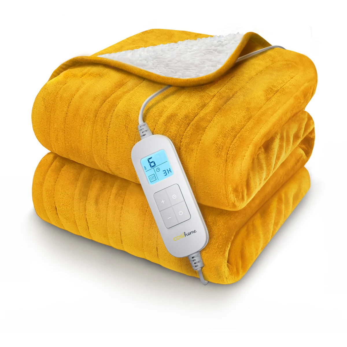 Cosi Home Fleece & Sherpa Electric Heated Throw - Mustard – image 4