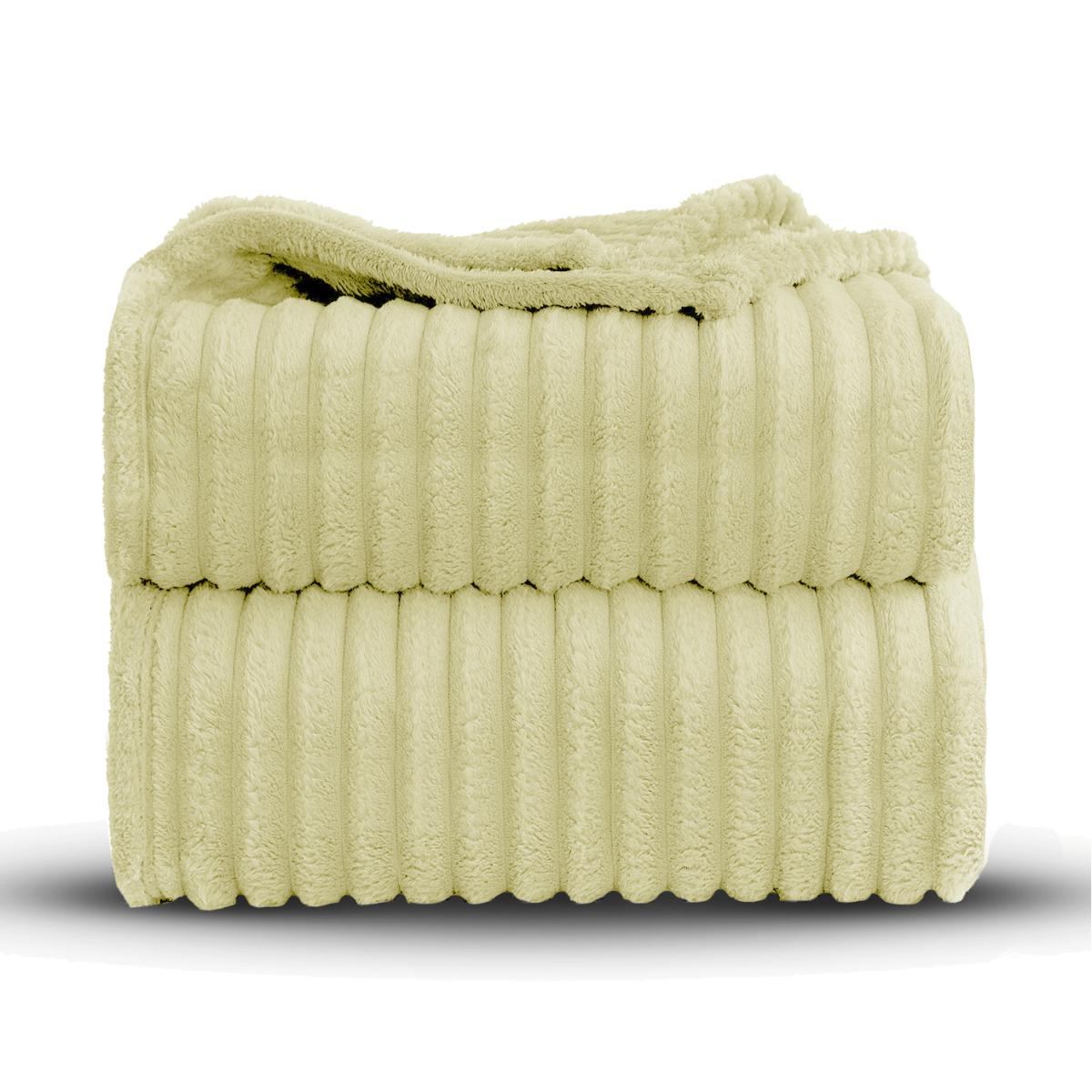 Snug Soft Chunky Ribbed Cord Plush Throw Blanket - Lemon / 150x200