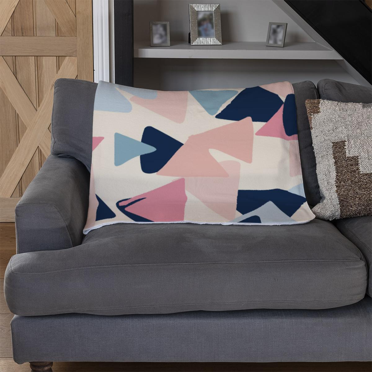 Pastel Coloured Triangles Blanket - Pink – image 3