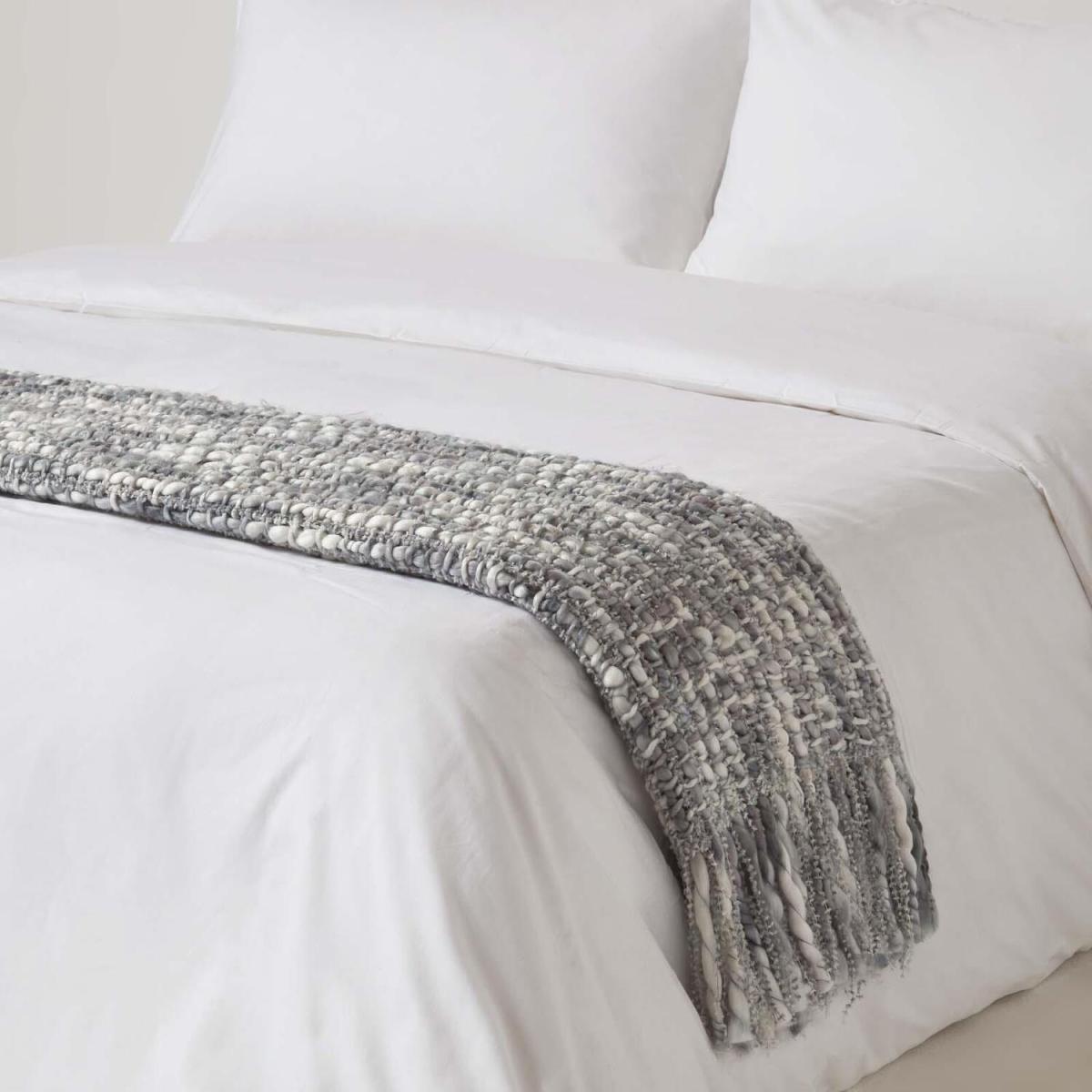 Homescapes Ophelia Soft Throw with Tassels - Grey – image 2