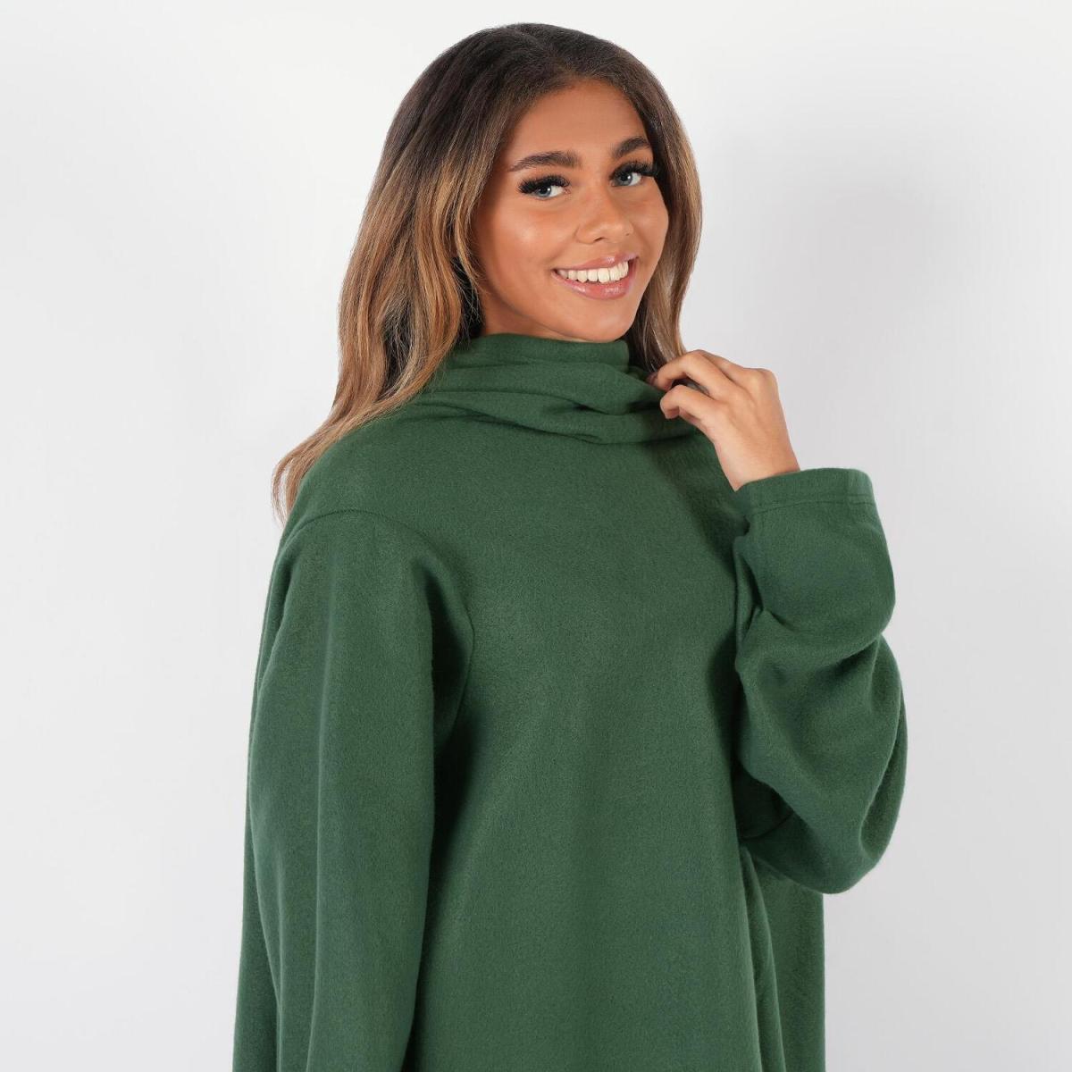 OHS Polar Fleece Blanket with Sleeves Wearable Wrap Throw - Forest Green – image 2