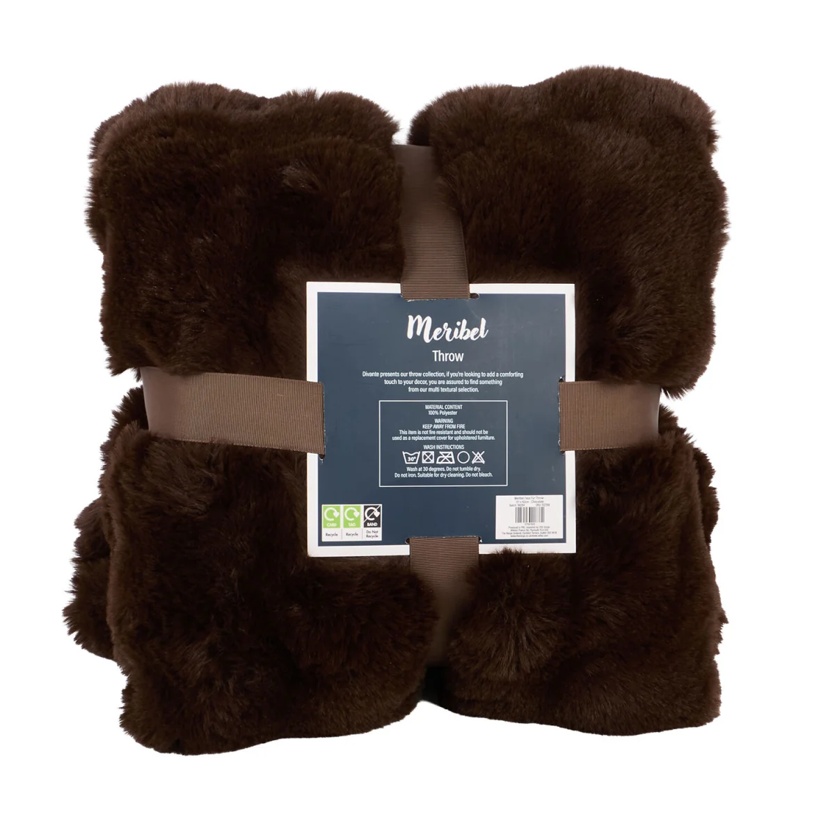 Meribel Faux Fur Plush Throw - Chocolate – image 4