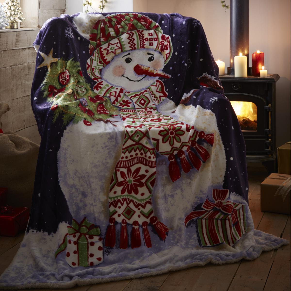 Happy Snowman Throw 130x170 cm - Multi – image 3