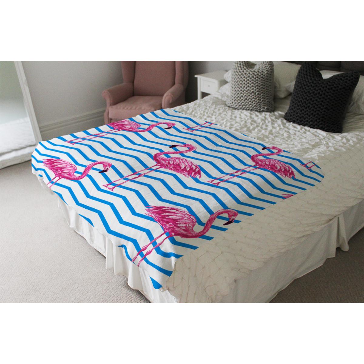 Flamingo Blue Geometric Lines Blanket - Blue – image 4
