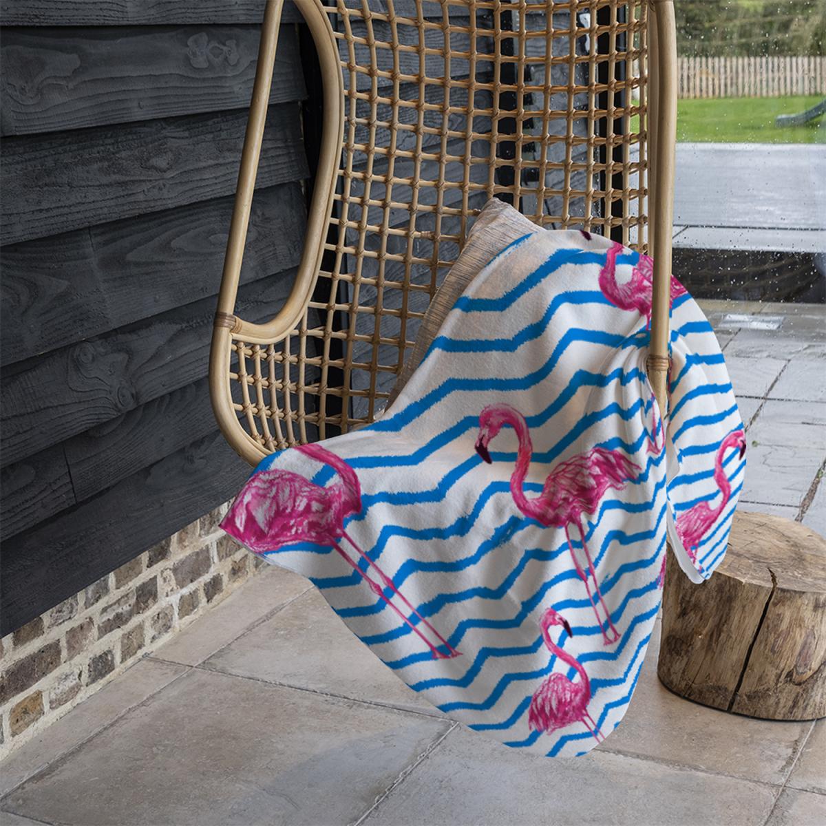 Flamingo Blue Geometric Lines Blanket - Blue – image 1