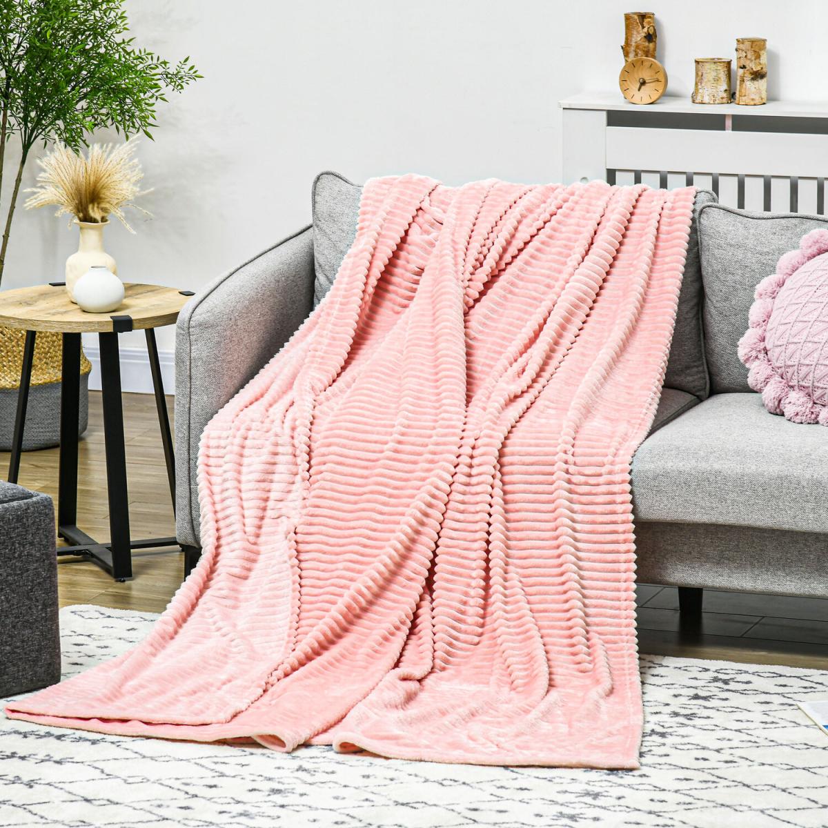 Flannel Fleece Blanket Throw Blanket for Bed - Pink / 230cm – image 2