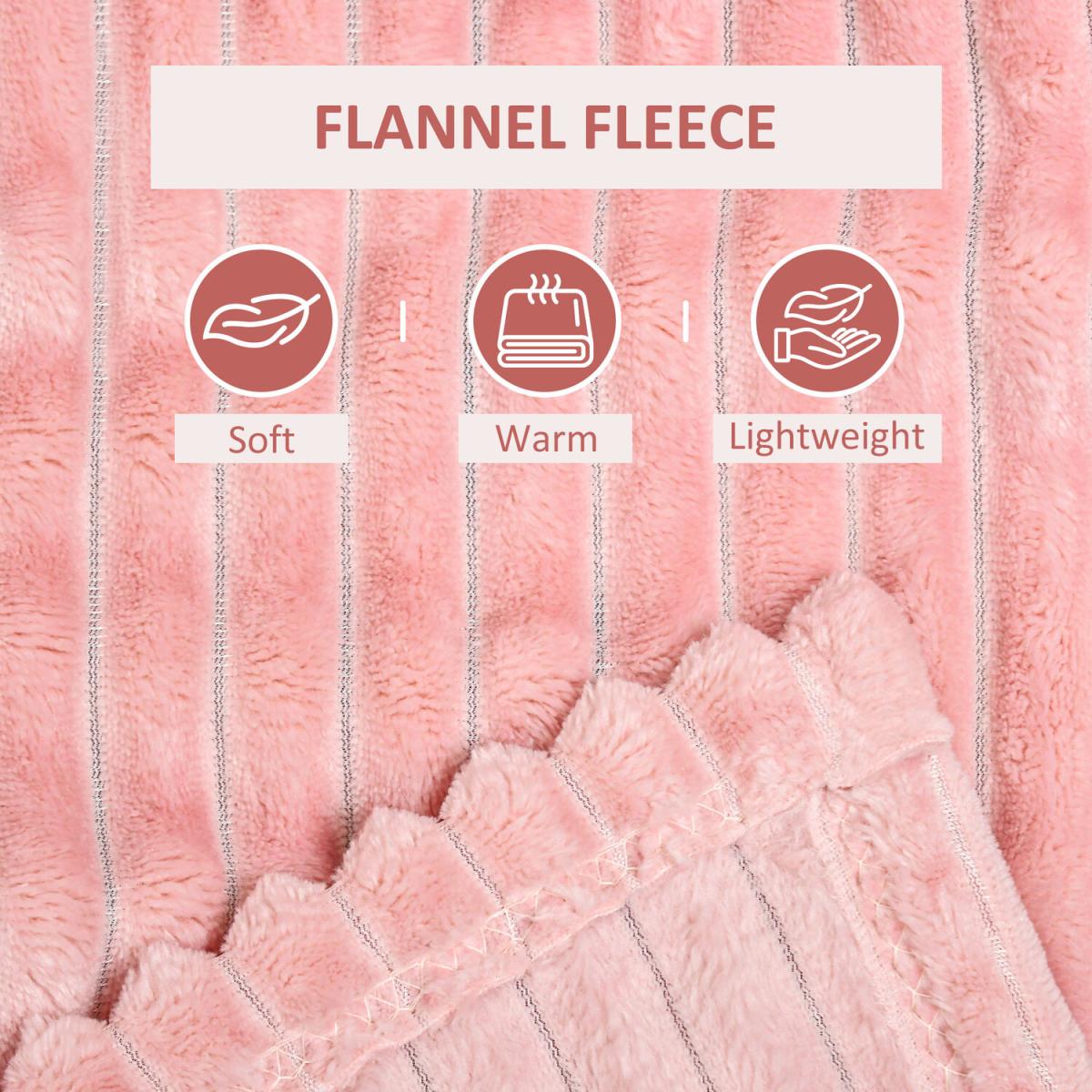 Flannel Fleece Blanket Throw Blanket for Bed - Pink / 230cm – image 4