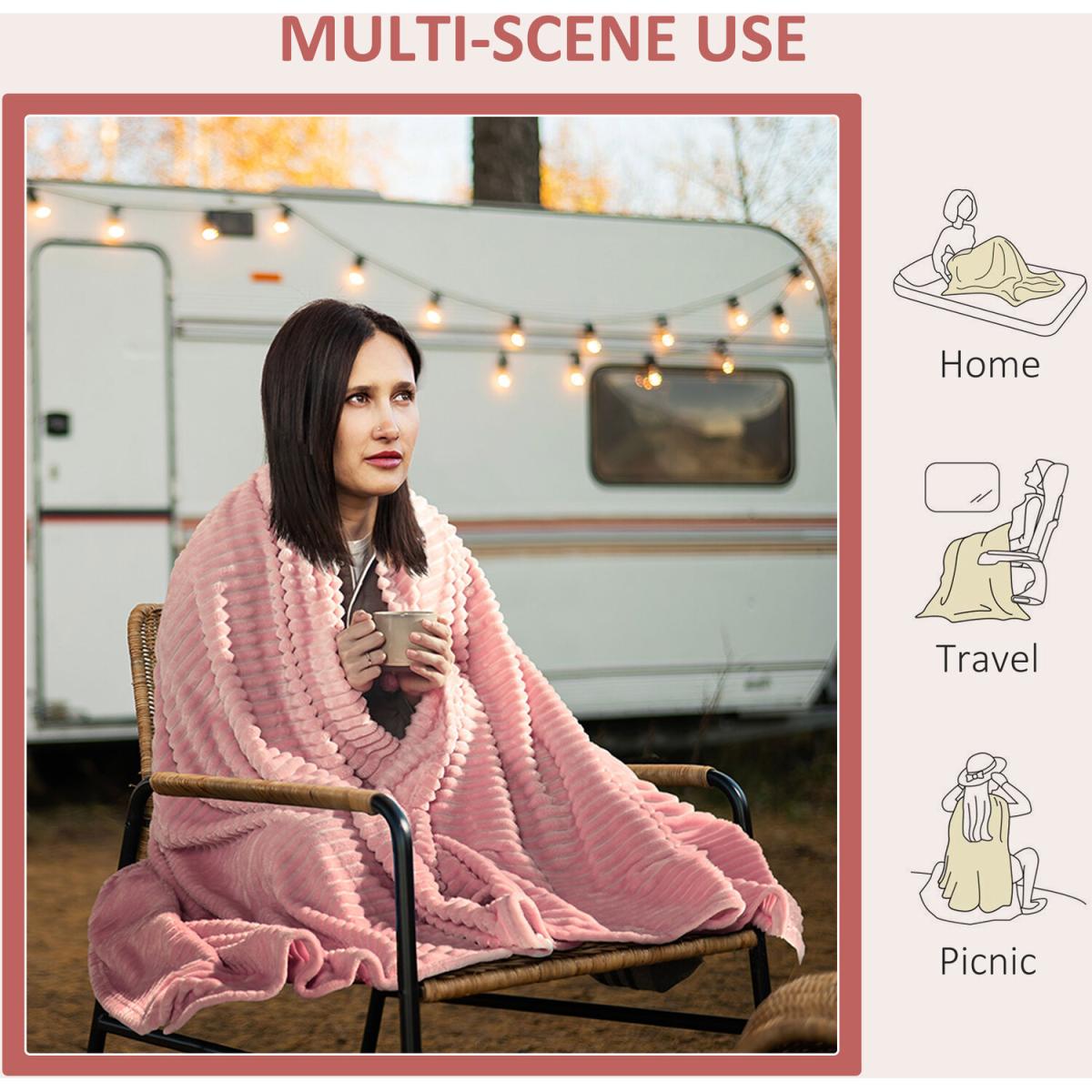 Flannel Fleece Blanket Throw Blanket for Bed - Pink / 230cm – image 5
