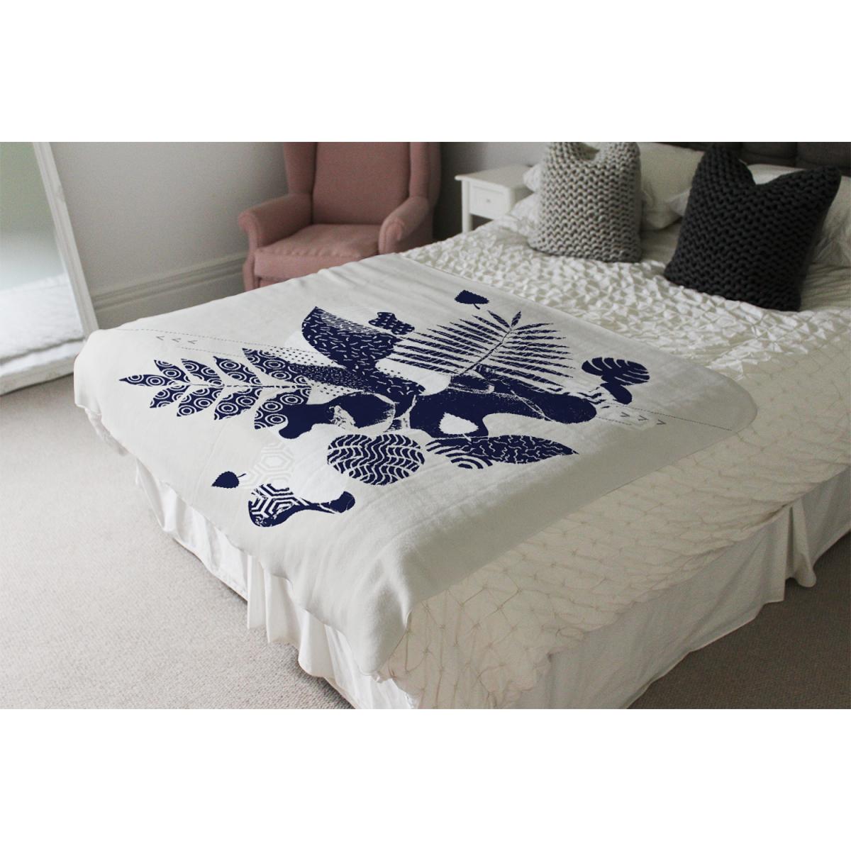 Decorative Leaf Prints Blanket - Blue – image 3
