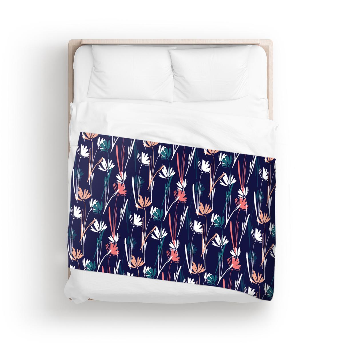 Hand Drawn Wild Flowers Blanket - Blue – image 2