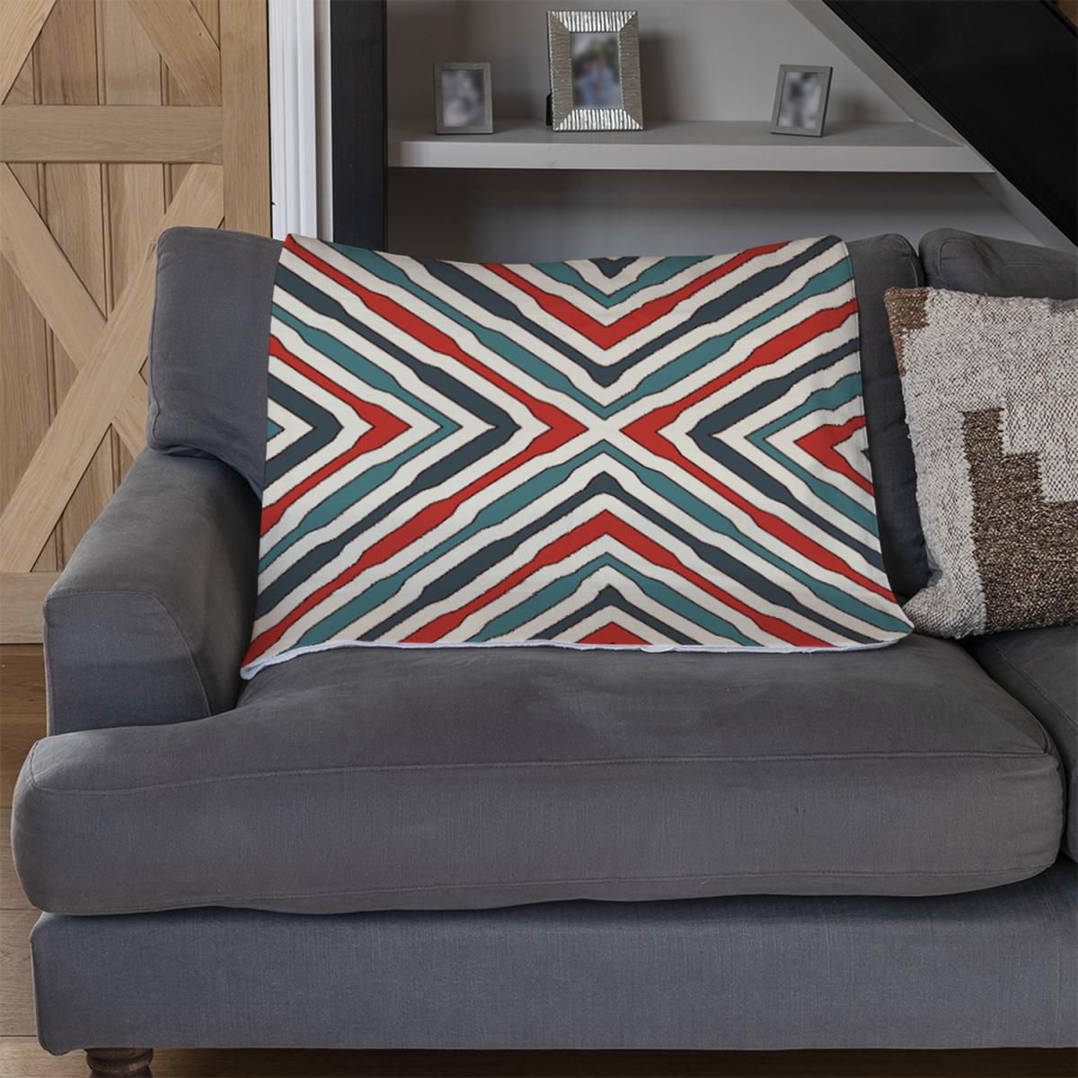 Repeated Squares And Rhombuses Blanket - Red – image 3