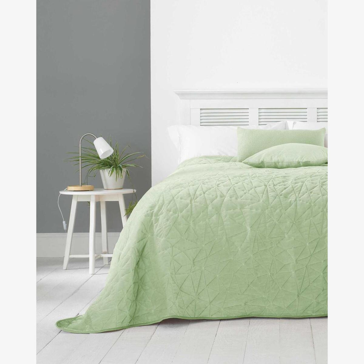 Alexa Geometric Bedspread - Sage Green