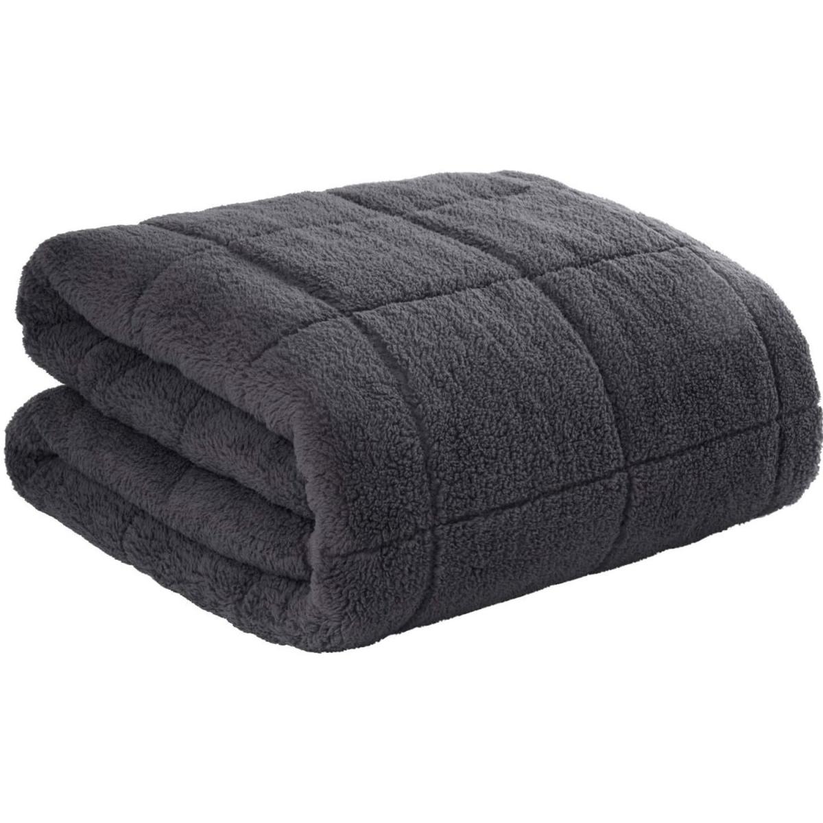 Sleepdown Charcoal Weighted Blanket Teddy Fleece Gravity Throw - Charcoal / 8kg – image 2