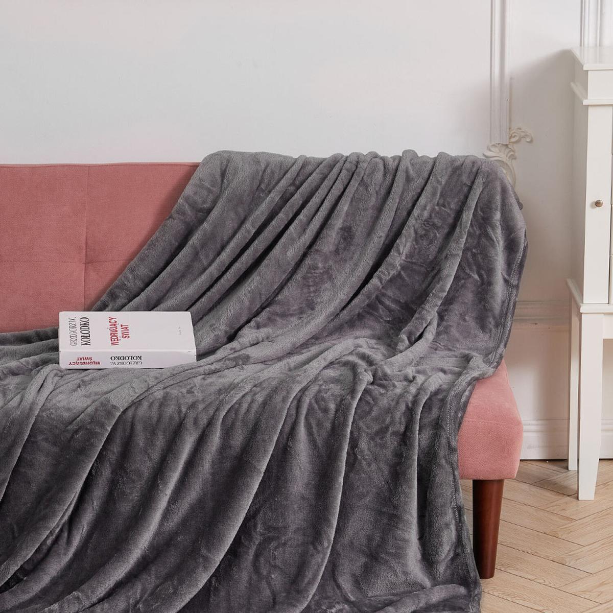 Luxury Shaggy Flannel Fleece Throw Blanket  - Grey – image 3