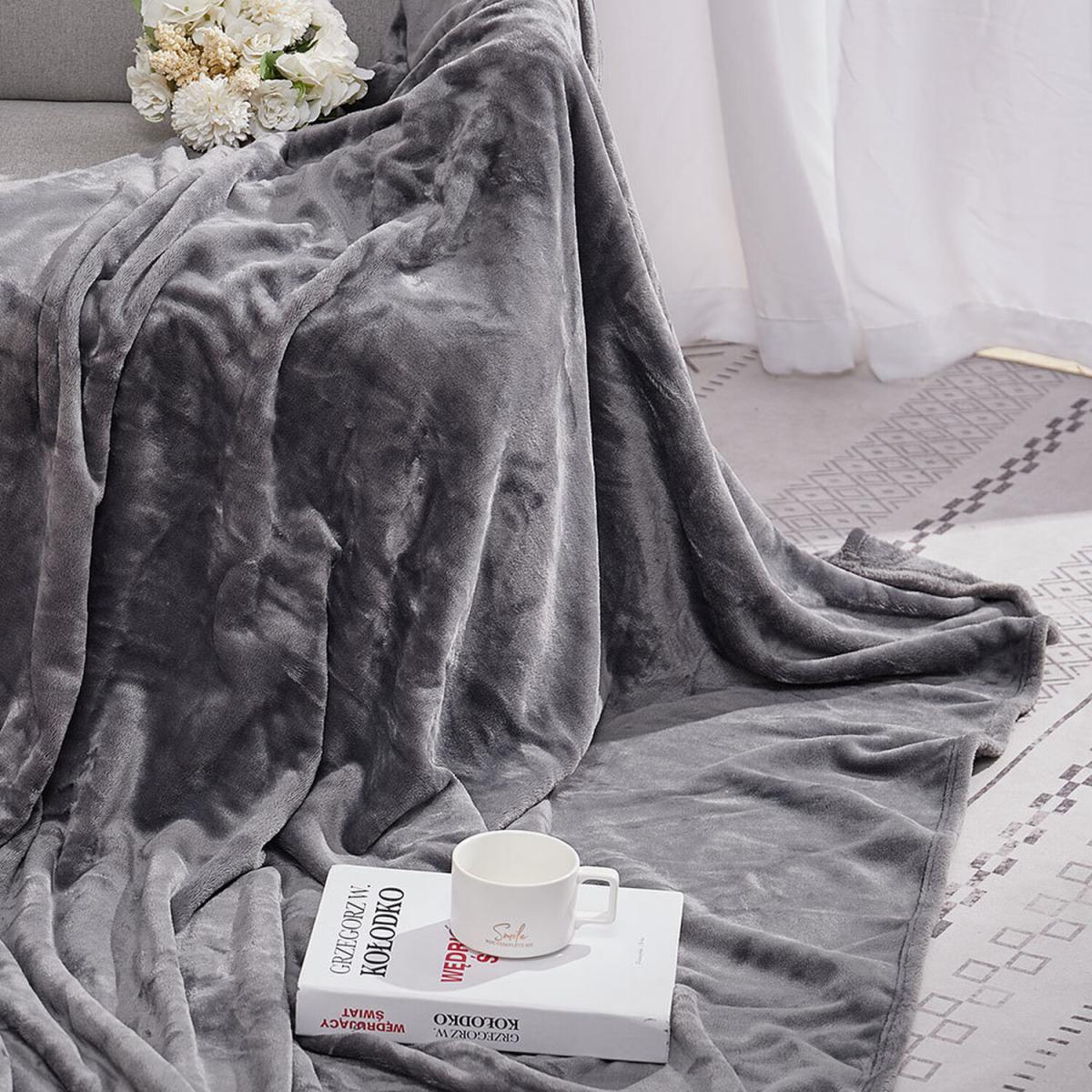 Luxury Shaggy Flannel Fleece Throw Blanket  - Grey – image 4