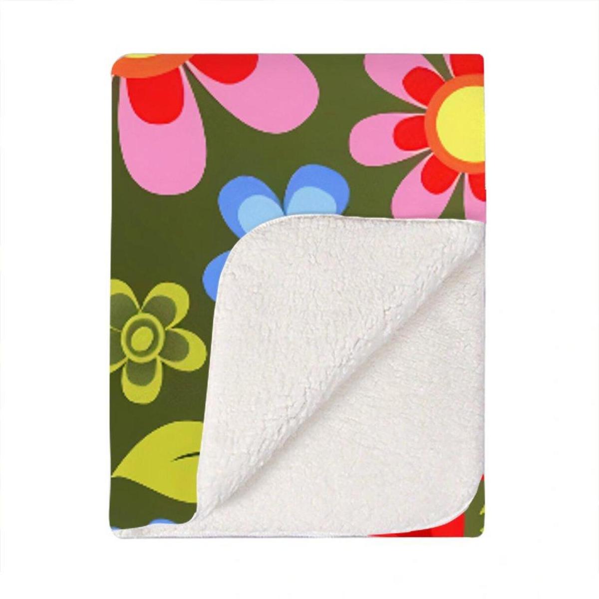 Red And Blue Flowers Blanket - Red – image 2